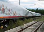 110 329-0 mit Science Express im Freiburger G�terbahnhof Nord 19.7.09