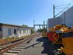 Anschlussgleis von DB InfraGo neben dem Hauptbahnhof in Halle (S), w�hrend dem Tag der Schiene am 21.09.2024.