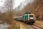 135 Jahre Wuppertalbahn mit 212 376-8 DB auf der Wupperschiene nach Beyenburg, Februar 2025.