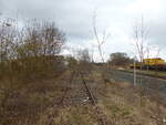 Das ehemalige Gleis der Strecke nach Erfurt West und Nottleben, am 09.04.2022 Erfurt Nord.