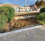 Im Rahmen von Gleissanierungsarbeiten in der Wendeschleife an der Haltestelle Grubenstra�e in Erfurt wurde hier das Verbindungsgleis entfernt, welches den Stra�enbahnen vom Zoopark kommend bisher