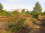 Ein kleiner Rest vom frheren Gleis 9, am 07.09.2013 am Stellwerk Lo in Laucha (Unstrut).