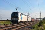 Rpool/BTE 193 826-5 zusammen mit der Rpool/BTE 193 990-9 mit dem Autoreisezug (Hamburg Altona - Lörrach Gbf) am frühen Morgen des 04.07.2020 südlich von AUggen.