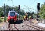 Von Ende Juni bis Anfang Juli fanden Schwellenwechsel auf der Bahnstrecke Merseburg–Halle-Nietleben (KBS 588) zwischen dem Hp Halle Zscherbener Straße und Hp Halle-Neustadt statt.