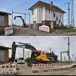 VDE 8 Komplexmaßnahme Halle Rosengarten–Angersdorf  ▶ Standort: Bahnhof Angersdorf    Diese beiden Bilder trennen gut vier Monate.