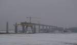 Akuteller Bauzustand der Unstruttalbrcke bei Wetzendorf fr die ICE-Neubaustrecke von Erfurt nach Leipzig/Halle; 21.01.2010