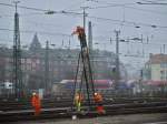 Oberleitungsmontage am 31.01.2011 am Aachener Hbf.