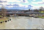 Blick auf die neue Neckarbrücke südlich des Bahnhofs Stuttgart-Bad Cannstatt, die im Zuge des Bahnprojekts Stuttgart–Ulm als Verbindung zum neuen Stuttgarter Hauptbahnhof entsteht.