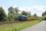 Spitzke 248 028 mit einem Bauzug Richtung Erfurt, am 04.08.2025 bei Bad Hersfeld.