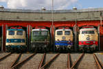 DB 141 248-5, E40 128 DB, E10 1239 DB & E03 001 DB als Lokparade beim Lokschuppenfest im Bw Siegen, August 2018.