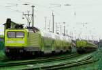 Experimentelles (Grn-)Foto des RE2 (RE 38174) von Cottbus nach Rathenow. Hier bei der Ausfahrt aus Lbbenau/Spreewald am 08.08.2008. Als Lok dient 112 183-9.(Ich bitte zu Entschuldigen, dass bei der Bearbeitung des Bildes die Oberleitung ein wenig verschwindet)