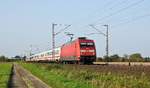 DB Fernverkehr 101 075 ist mit IC 2222 Aachen Hbf - Berlin Südkreuz am 16.10.17 zwischen Probsthagen und Lindhorst unterwegs.