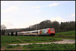 Am 16.04.2006 war 101122 mit China Airlines Werbung um 14.05 Uhr am Permer Stollen in Westerkappeln Velpe mit dem IC in Richtung Berlin unterwegs.