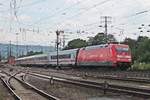 Am Nachmittag des 22.06.2019 fuhr 101 077-6  Bahn Azubis - Auf der Schiene für ein soziales Miteinander  mit ihrem InterCity am Rangierbahnhof und DB Museum in Koblenz Lützel vorbei in