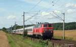 218 386-1 hat am 16.07.09 den IC 2327 Puttgarden - Passau Hbf bis Hamburg Hbf gebracht und dort den IC 2120 aus Frankfurt (M) Hbf bernommen und poltert nun mit 140 Sachen bei Reinfeld (Holst.) Richtung Lbeck und spter weiter nach Puttgarden.