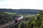 Br 101 xxx mit einem IC nach Dsseldorf Hbf, bei der berquerung des Bekeviaduktes, 26.08.09.