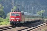 181 212-2 mit IC in Winningen an der Mosel am 02.07.2009