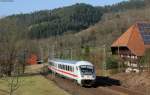 IC 2279  Schwarzwald  (Stralsund Hbf-Konstanz)mit Schublok 101 098-2 bei Gutach 22.3.12