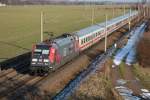 Am 10.02.13 eilt 101 110-5 mit ihrem IC 2037 nach Dresden Hbf ihrem nchsten Halt Riesa entgegen.