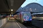 Am 07.01.2014 kam 101 060-2  60 Jahre Bundespolizei  mit dem IC 2066 (Nürnberg Hbf - Karlsruhe Hbf) im Endbahnhof an.