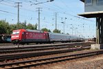 Nachschuss auf 101 062-8  D´r Zoch kütt!  am 14.06.2015, als sie mit einem IC durch Koblenz Lützel gen Bonn fuhr.