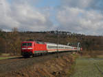 20.03.2009, ICE 73932 München - Berlin mit Lok 120 135 auf der Rodachbrücke bei Unterlangenstadt.