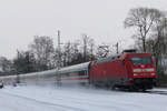 21. Februar 2013, Kronach: ICE 915 Berlin - München, gezogen von der Lokomotive 101 124 auf der Fahrt in Richtung Lichtenfels. Dabei kommmt eine der ehemaligen Metropolitan-Garnituren zum Einsatz.