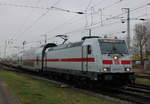 146 577-2 mit IC 2238(Leipzig-Rostock)bei der Einfahrt im Rostocker Hbf.25.01.2020