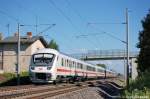 Der IC 2200 von Berlin Sdkreuz nach Hamburg-Altona fuhr Heute mal mit Steuerwagen anstatt den blichen zwei 120er durch Vietznitz (Bimdzf+Bpmbz+4x Bimz+Avmz+Apmz (= ERes Berlin). Geschoben wurde von der 120 110-2. 02.08.2011