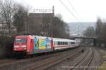 101 001-6 (DB - Klagenfurt am Wrthersee) fhrt am 4. Mrz 2012 um 13:24 Uhr mit dem IC2025 durch Wuppertal Sonnborn