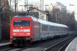 101 139-6 mit umgeleiteten IC 2313 nach Stuttgart in Bonn-Beuel 12.1.2013