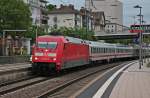 Am 22.05.2013 durchfuhr 101 045-3 mit einem InterCity den Wormser Hauptbahnhof gen Mainz.