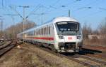 Geschoben von 101 006 fuhr der IC 2447 am 22.02.14 Steuerwagen voraus durch Leipzig-Thekla Richtung Dresden. Wegen Bauarbeiten wurde der gesamte Fernverkehr der Strecke Leipzig-Dresden an diesem Wochenende zwischen Engelsdorf und Leipzig über den Leipziger Güterring zum Leipziger Hbf geführt.