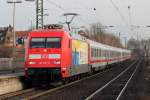 101 037-0 mit IC 2005 nach Konstanz bei der Einfahrt in Recklinghausen 1.3.2014