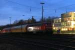 218 390-3 MEG 304 mit einem Messzug in Coburg am 24.02.2016.