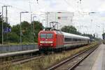 MEG/MET - Kombi - MEG 145 068-3 und Metropolitan Wagen am 09.08.2021 durch den Bf Anklam nach Norden (WM) 