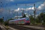 RailJet am 03.08.2010 bei der Durchfahrt durch Mnchen Heimeranplatz.