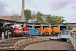 Lokparade am Ringlokschuppen des DB Musems Halle (Saale) anlässlich des Sommerfests unter dem Motto  Diesellokomotiven der ehemaligen DR .