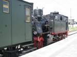 Dampflokomotive BR 91 134 -DR- mit Sonderzug der MEF am Bst 4a im Hauptbahnhof Schwerin, 15.08.2009