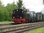 Wittenburg Bf; Einfahrt BR 91 134 -DR- mit  ihrem  Sonderzug der MEF aus Hagenow kommend, 08.05.2010