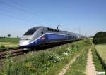 SNFC TGV 4701 auf Messfahrt zwischen Plattling und Straubing, KBS 880 Nrnberg - Regensburg - Passau, fotografiert bei Strakirchen am 29.06.2011