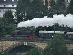 Die Dampflokomotive 78 468 war Ende August 2021 mit einem Sonderzug auf dem Viadukt in Witten-Bommern zu sehen.