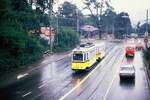 Abschied von der Neuen Weinsteige: TW 851 (Uerdingen) sowie Beiwagen 1390 am Bopser (1987) 