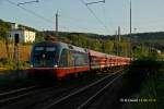 Hectorrail 242.502 Zurg mit dem Pilgerzug in Wuppertal, Juni 2014.