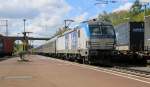 193 841 mit Sonderzug in Fahrtrichtung Norden. Aufgenommen in Eichenberg am 03.05.2014. Und das Quietscheentchen ist auch wieder dabei... :)