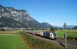1216 950 der Wiener Lokalbahnen mit dem AKE Rheingold nach Steinach in Tirol bei Langkampfen, 29.09.2019.