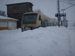 Am Nachmittag,vom 12.Februar 2010,fuhr wieder der PRESS-Triebwagen,650 032,wegen neuer Schneeflle nicht und blieb zur Sicherheit in Bergen/Rgen.
