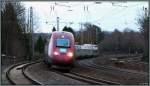 Auf nach Paris.Der Thalys auf der KBS 480 im Gleisbogen bei Eschweiler.Nächster Halt ist Aachen Hbf.Aufnahme vom 23.Dezember 2013.