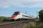 Am Abend des 08.07.2020 fuhr RABe 503 021 als ECE 52 (Milano Centrale - Frankfurt (Main) Hbf) zwischen Hügelheim und Buggingen über die Rheintalbahn in Richtung Freiburg (Breisgau).