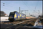 Europa Werbelok 101101-4 ist hier von Berlin zum Grenzbahnhof Bad Bentheim am 29.01.2006 um 12.43 Uhr mit ihrem IC in Westerkappeln - Velpe unterwegs.
